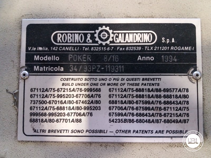 Photo #3 of Used Capsuling Machine Robino & Galandrino Poker 8/16