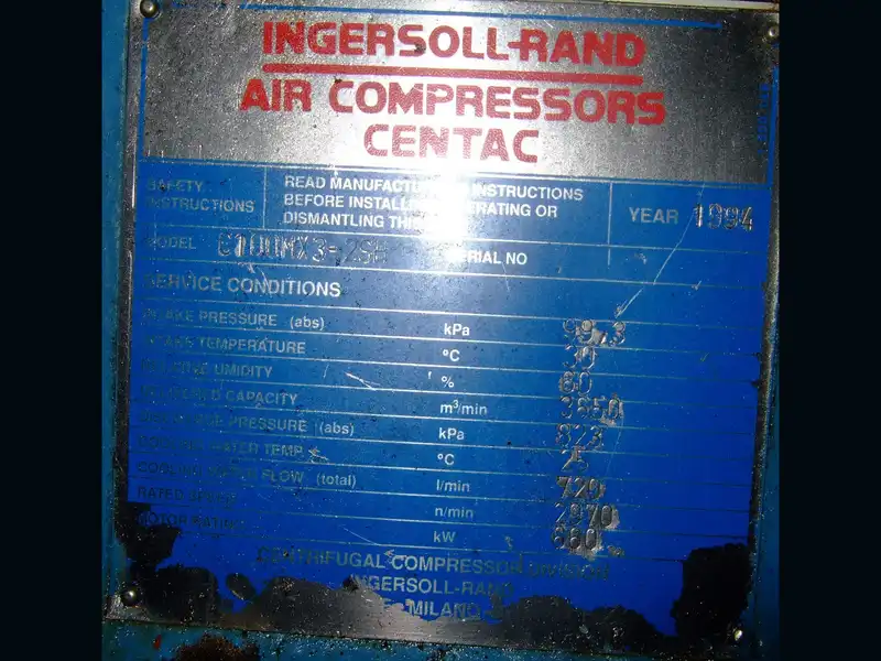 Photo #7 of Used Air Compressor Ingersoll-Rand CENTAC C100MX3-2SH 8.23 bar