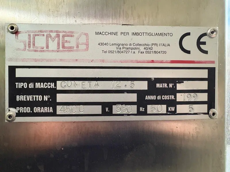 Photo #9 of Used filling monoblock SICMEA Cometa 12/5 4500 bph