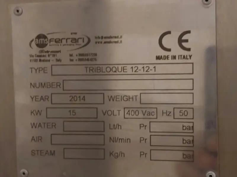 Photo #6 of Used filling monoblock AMS FERRARI 12/12/1 year 2014